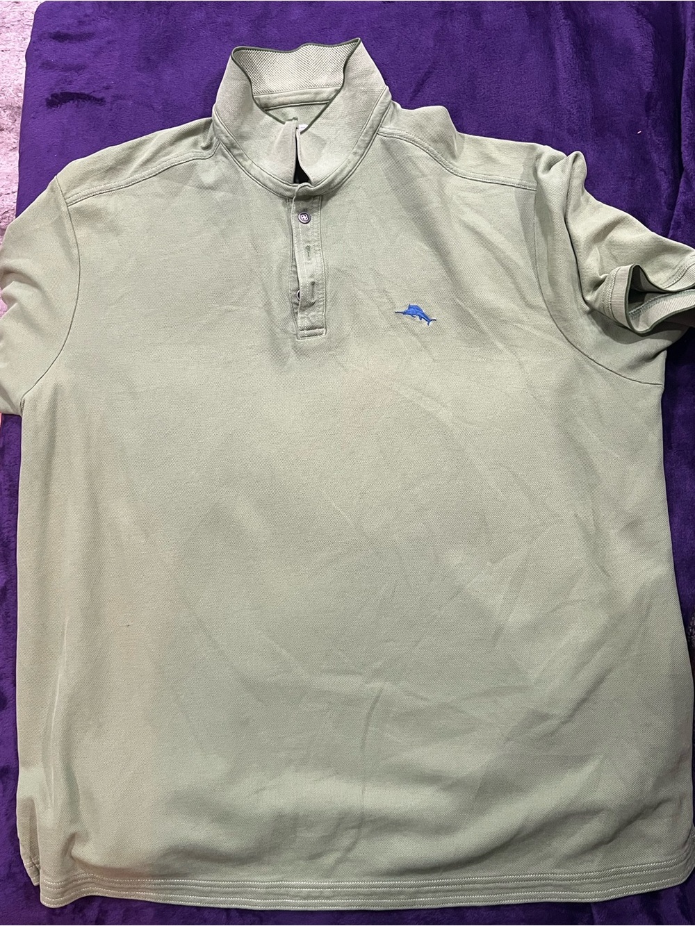 Tommy Bahama Sage Green Polo with Blue Dolphin Logo